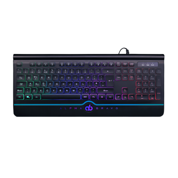 The Alpha Bravo GK1 USB Gaming Keyboard with slim, low profile keys